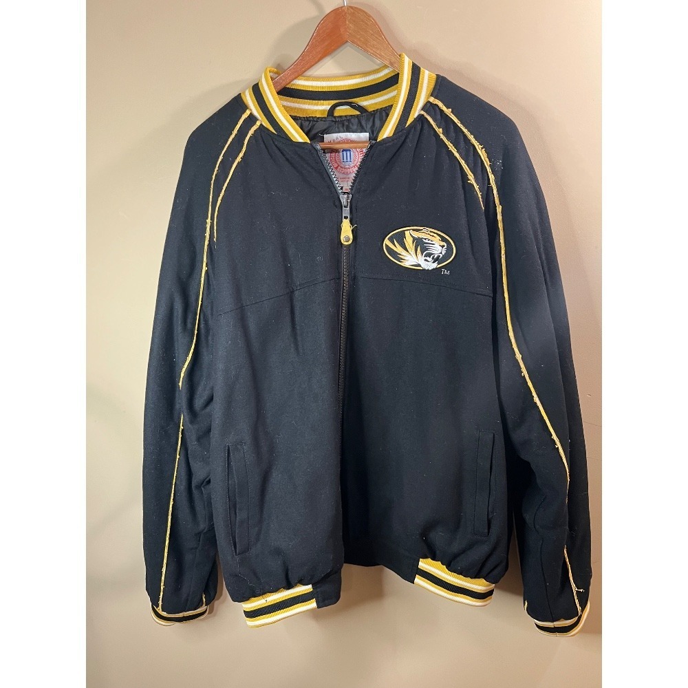 Collegiate Missouri Tigers‎ Bomber Jacket Full Zip Black Gold XL
